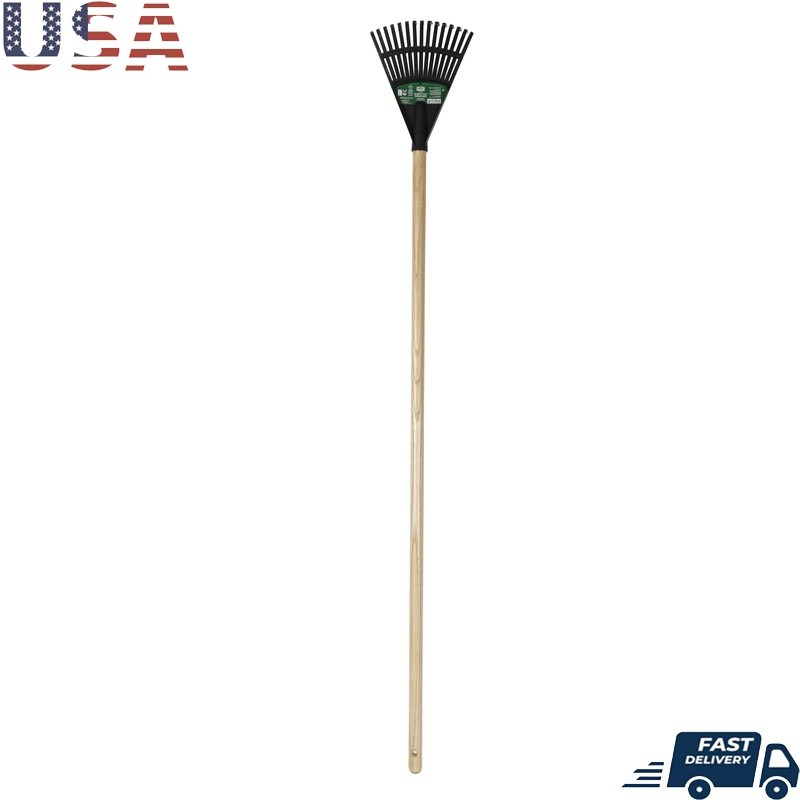 8 inch Wood Poly Leaf Rake Ergonomic Handle Efficient Yard Cleaning Tool New