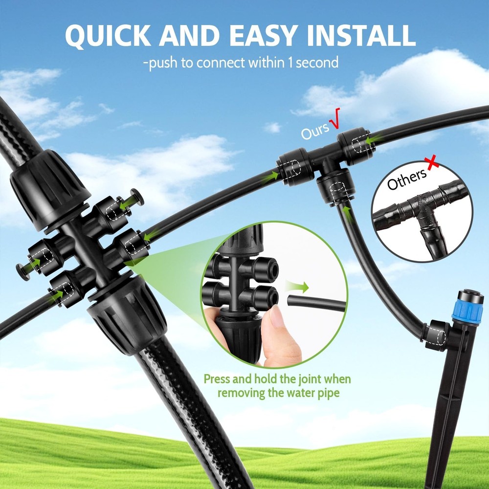 230FT New Quick-Connect Drip Irrigation System Kit, Automatic Garden Watering...