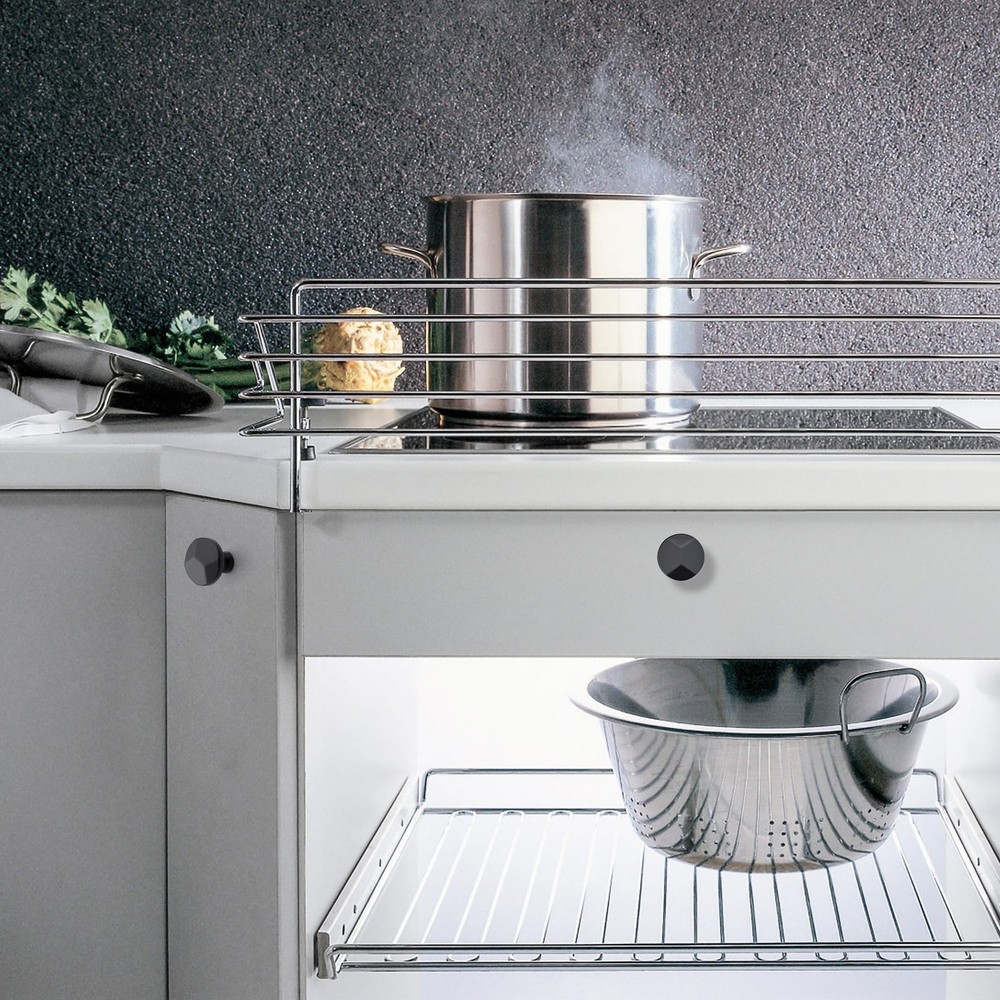 25 Pack Matte Black Round Cabinet Hardware Knobs,Solid Alloy Single Hole Draw...