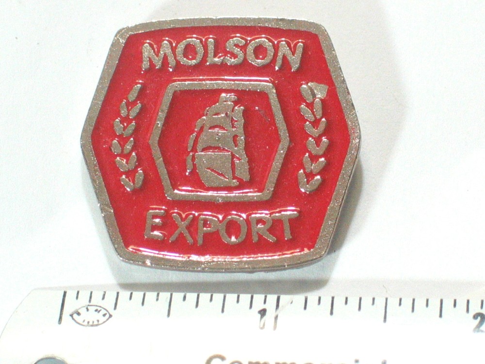 Molson Export Pin Badge , Vintage Beer Pin (2 Posts) **