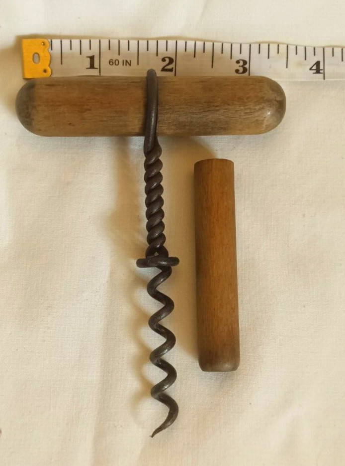 Vintage Primitive Wood Corkscrew/Bottle Opener