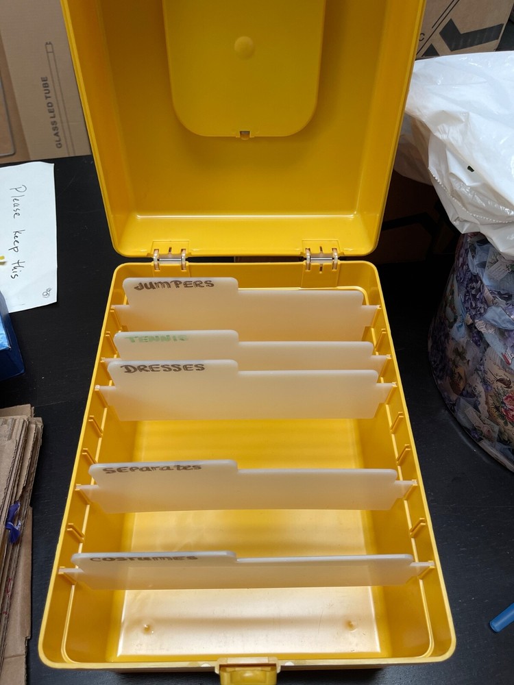 Vtg 70s WILSON WIL-HOLD Mustard Texture Plastic Sewing Pattern Storage File Box