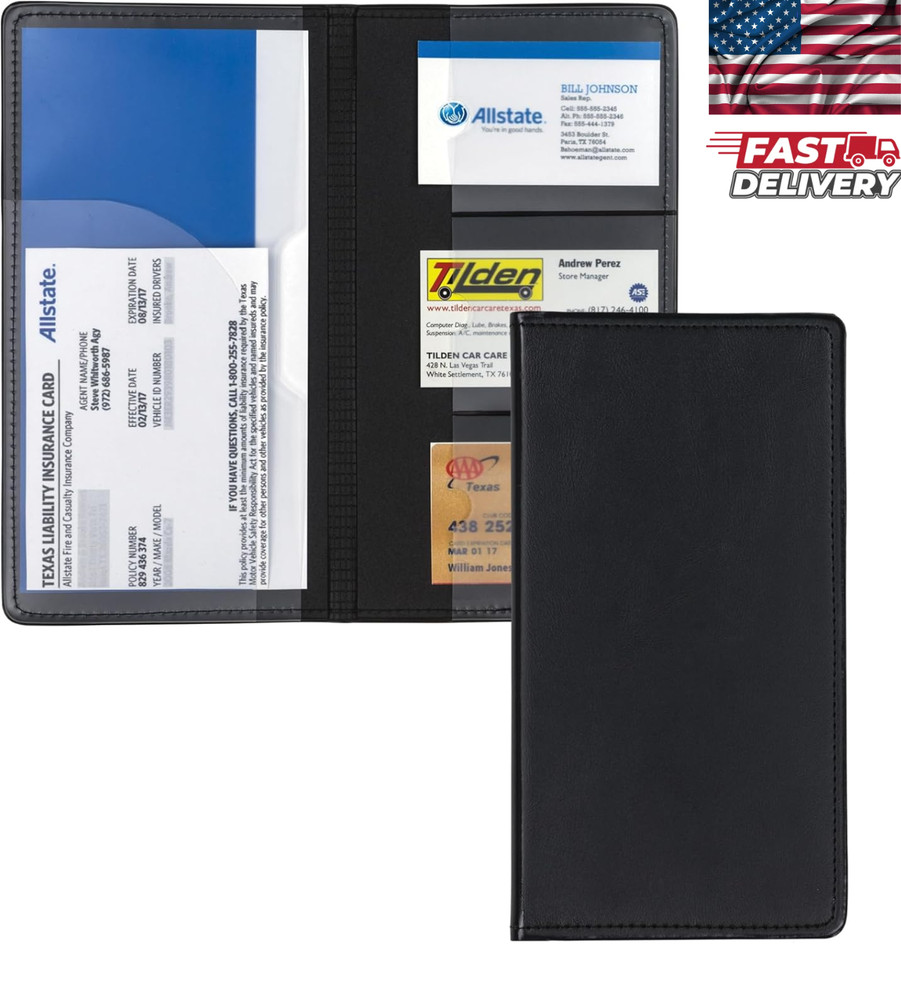 Car Registration and Insurance Card Holder Auto Glove Box Document Organizer