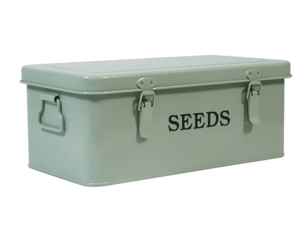Seed Saving Box, Metal Seed Bin, Seed Storage Organizer Box, Seed Packet Cont...