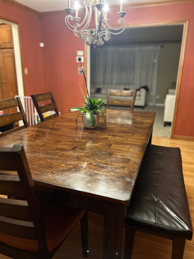 dining room set table 6 used w/ leaf