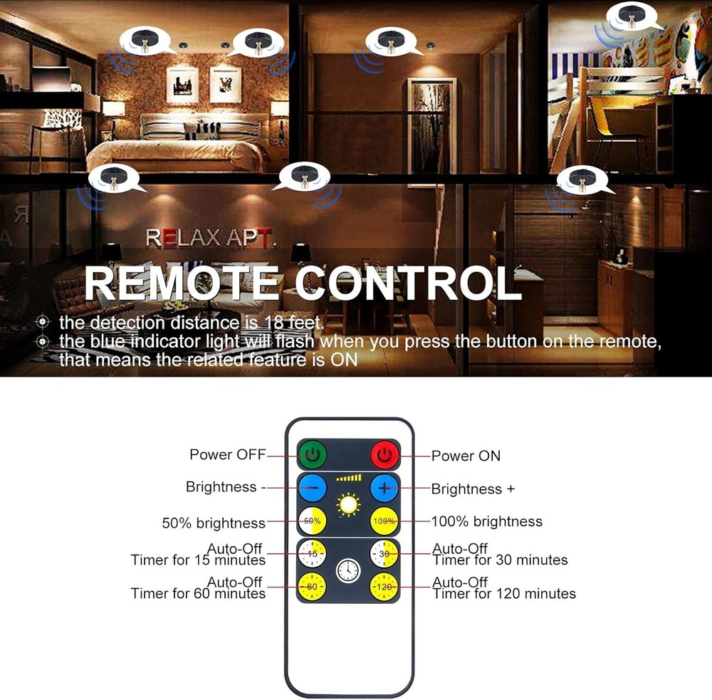 Elegant Wireless LED Spotlight Set - Remote-Controlled Battery Indoor Uplighting
