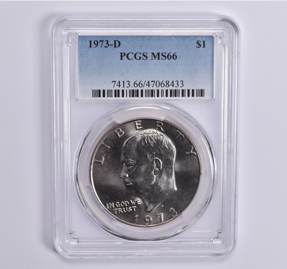 MS66 1973-D Eisenhower Dollar Ike PCGS Blue Lbl