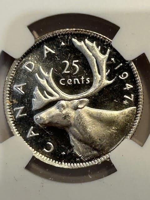 1947 Maple Leaf Canada Silver Quarter 25C Graded MS-64 NGC