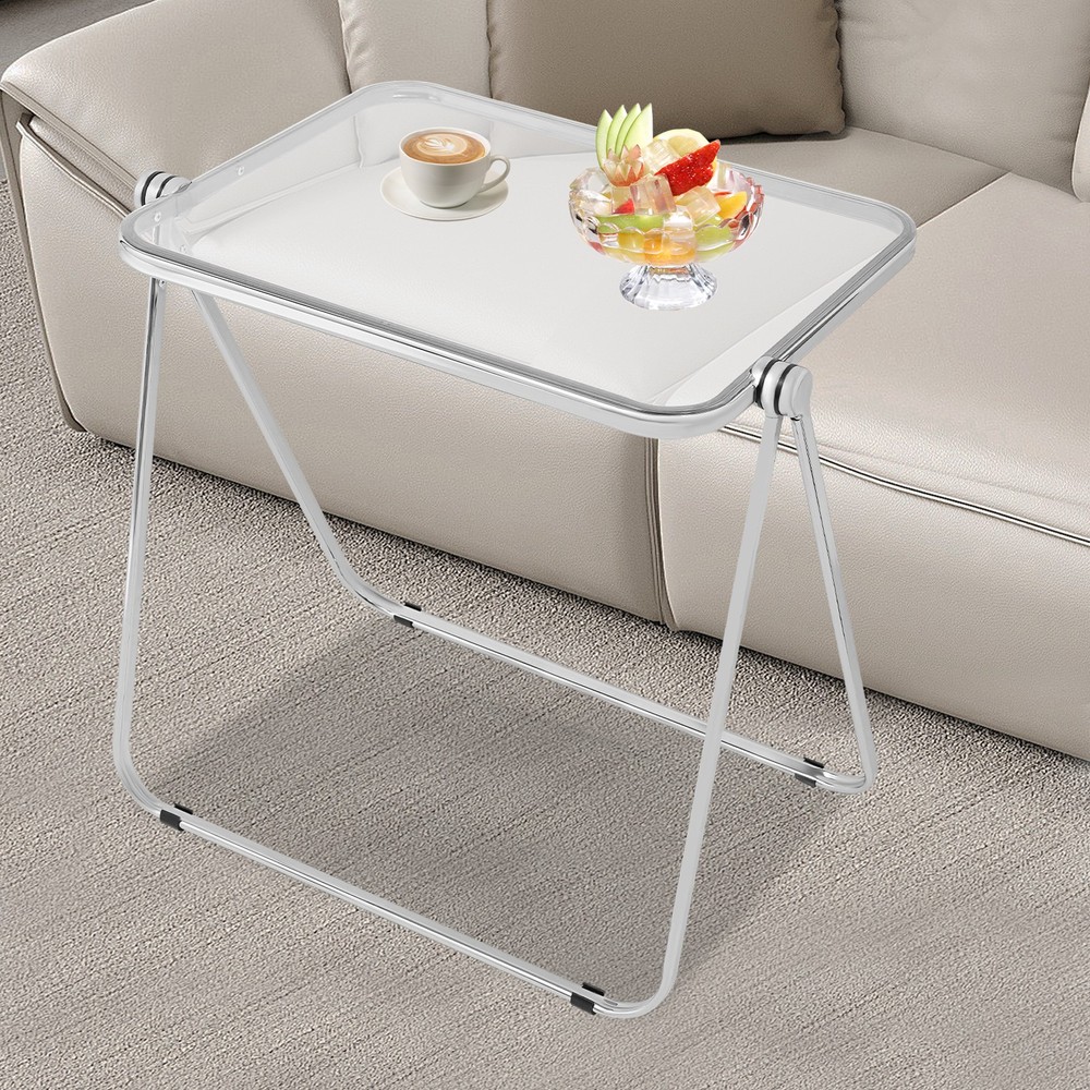 Clear Folding Table Portable Home Office Small Computer Desk Indoor Side Table