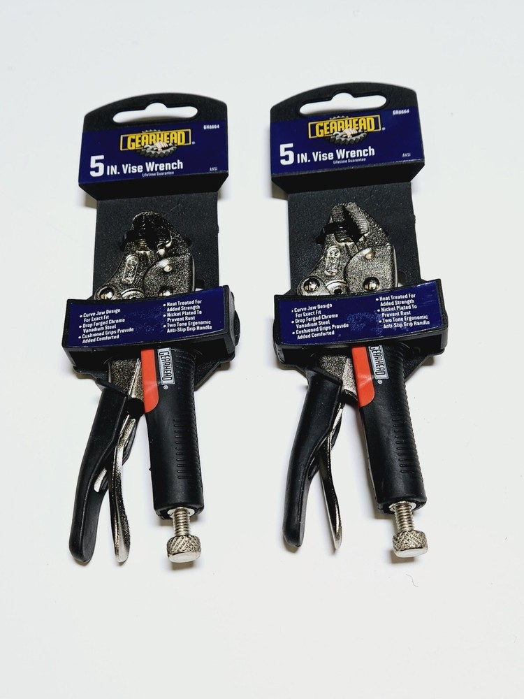 Gearhead 5" Vise Wrench Adjustable Pliers 2pk