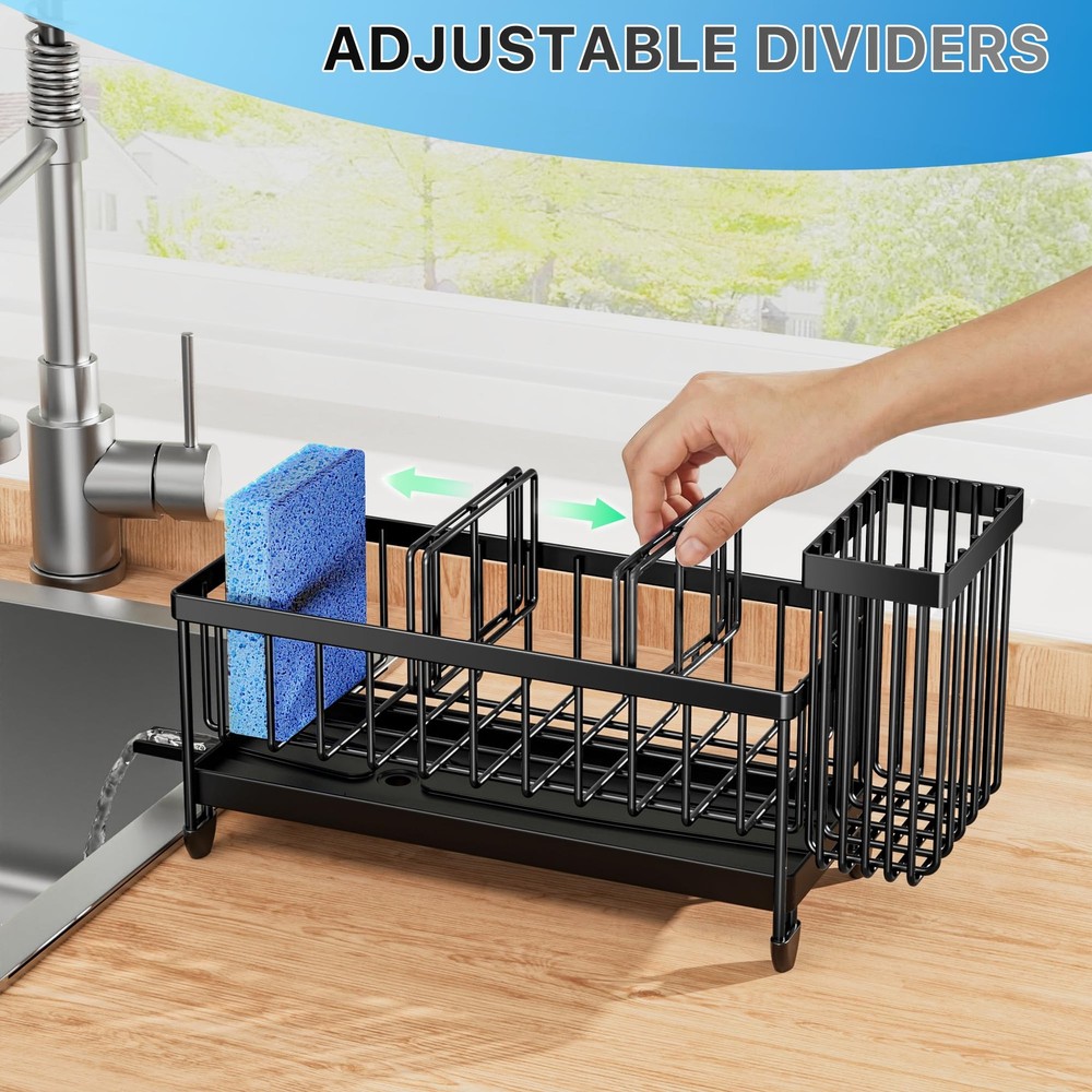 Cisily Sponge Holder for Kitchen Sink, Sink Caddy Organizer with High Brush H...