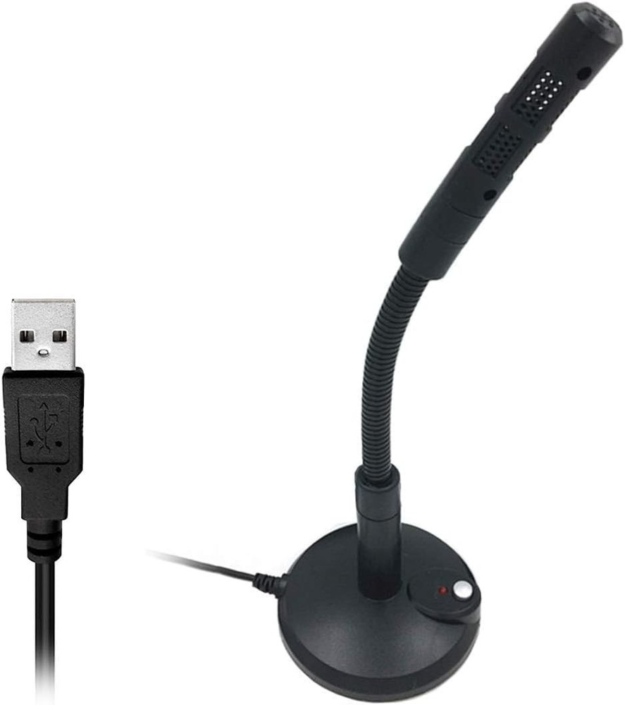Plug-and-Play USB Desktop Microphone with LED Mute Control & Adjustable Stand
