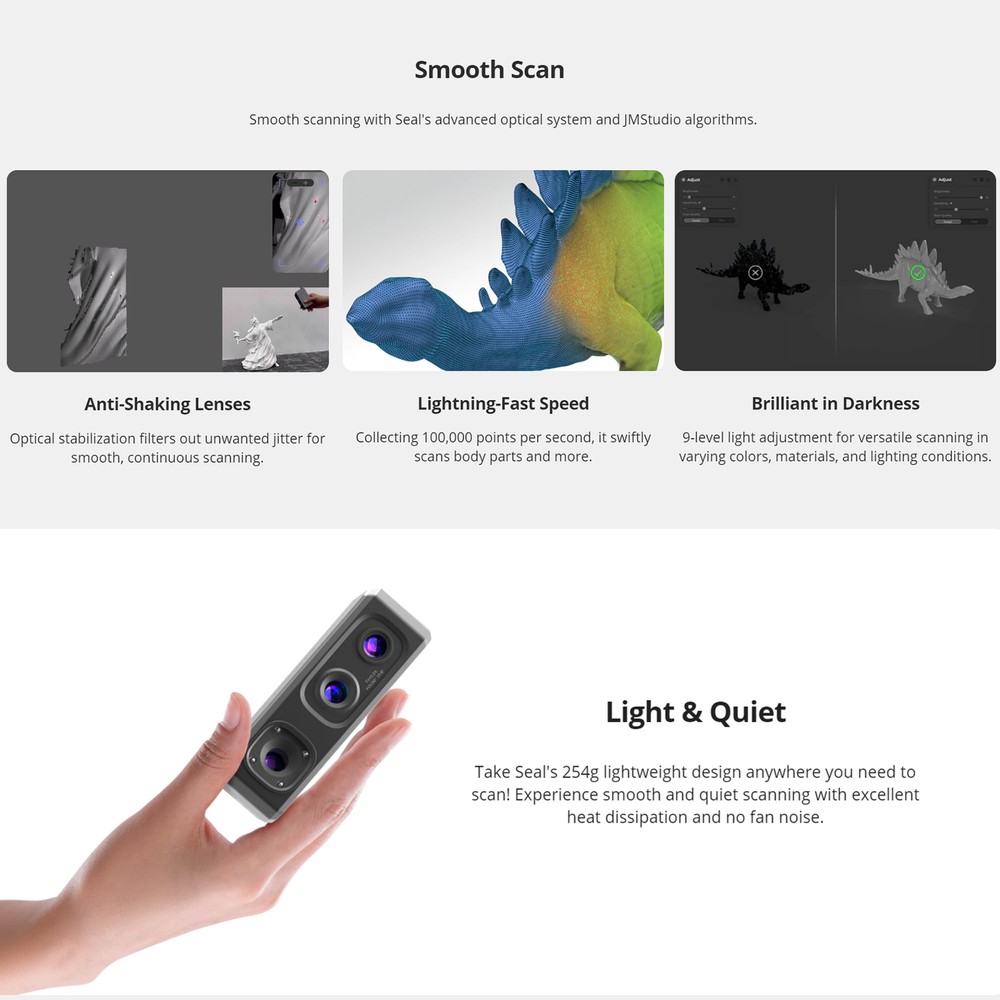 3DMakerpro Seal Handheld 3D Scanner 0.01mm Accuracy 10FPS for 3D Printer D4J9