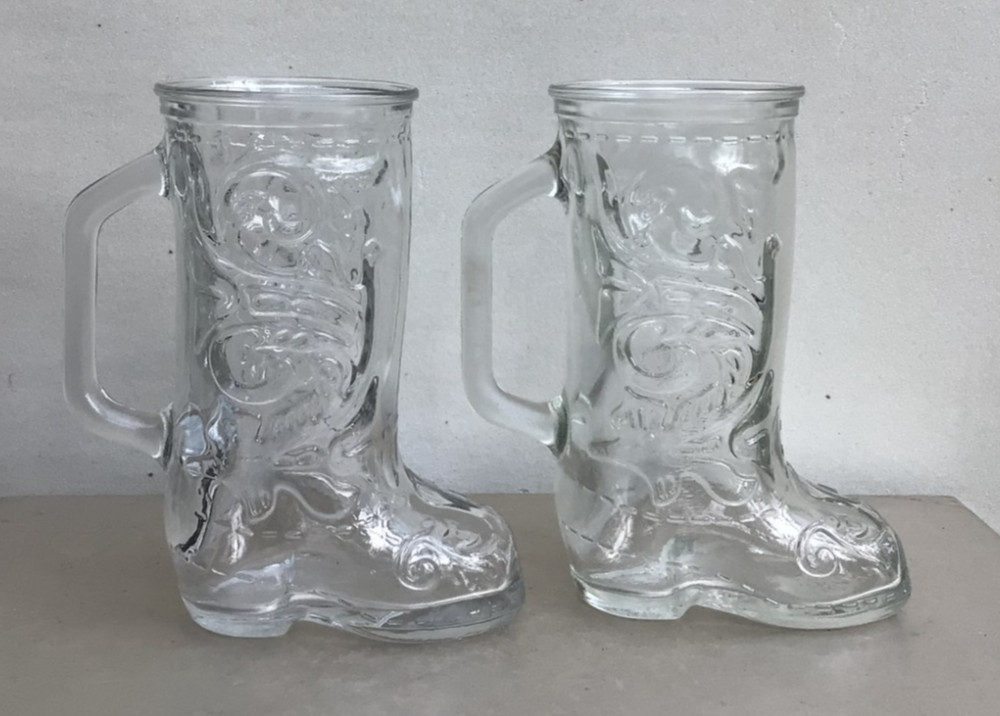2 Vintage COWBOY BOOT CANDY CONTAINER MUGS 6” Tall