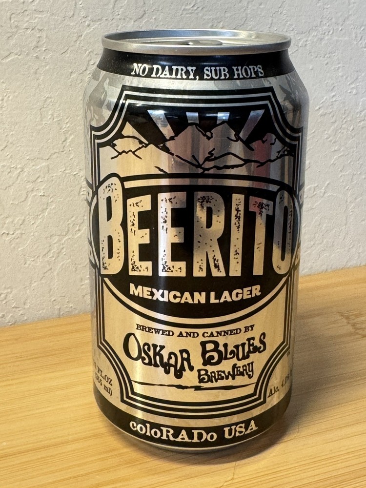 Beerito Mexican Lager - Oskar Blues - Empty Beer Can Bottom Opened