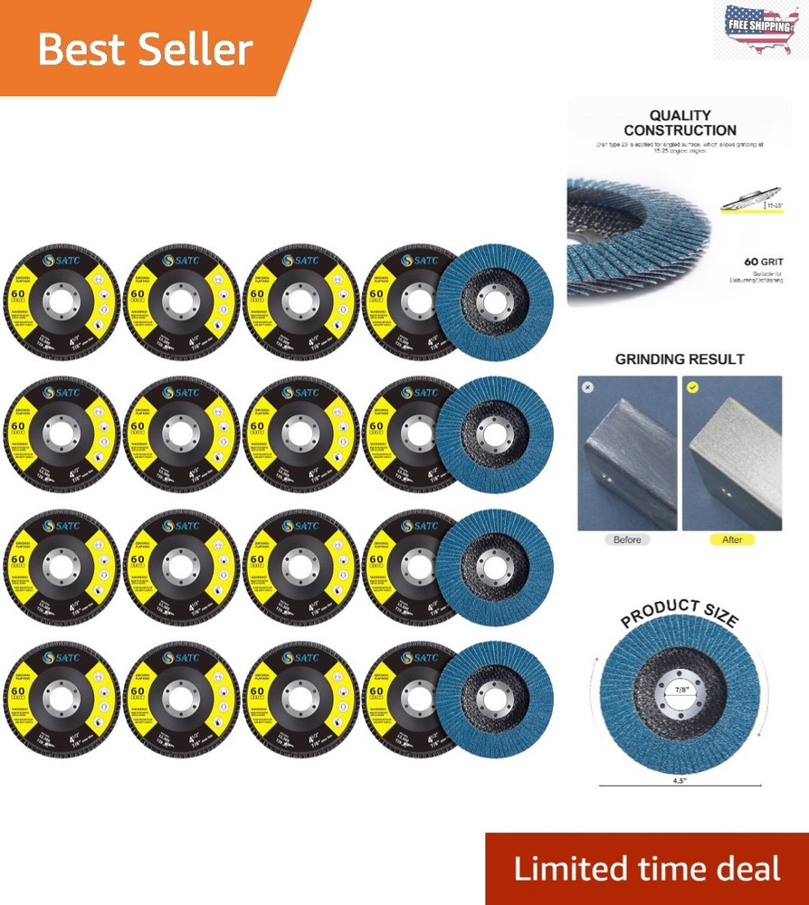 Flap Disc 20PCS 60 Grit for 4.5" Angle Grinders - Efficient Grinding & Finishing