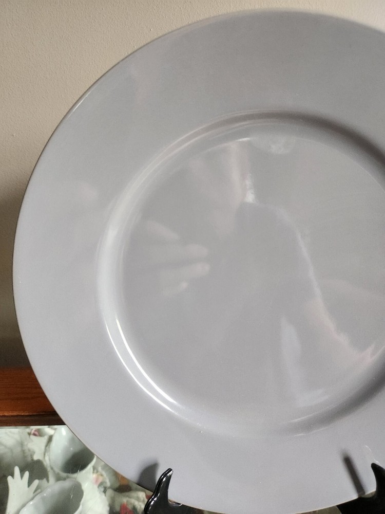 12⅛" Round Gray Serving Platter • Maker Unknown