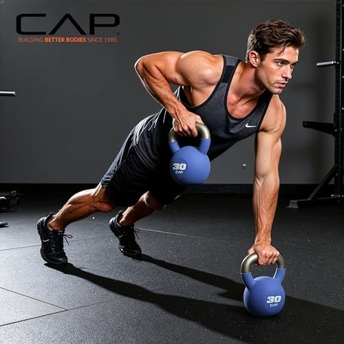 Cast Iron Kettlebell - Coated, Multiple Weights, Singles & Sets for Strength Tra