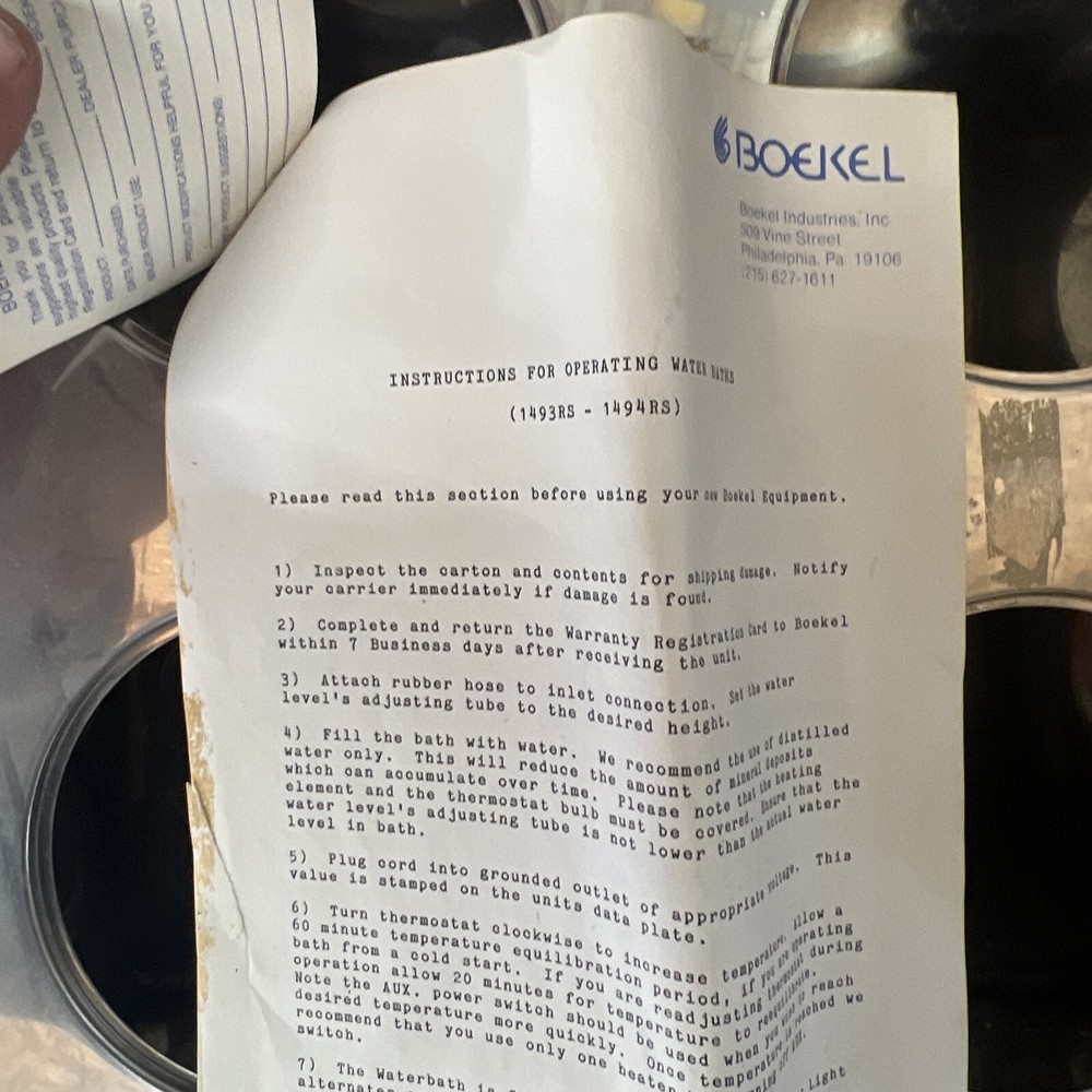 boekel water bath 4 place Testing