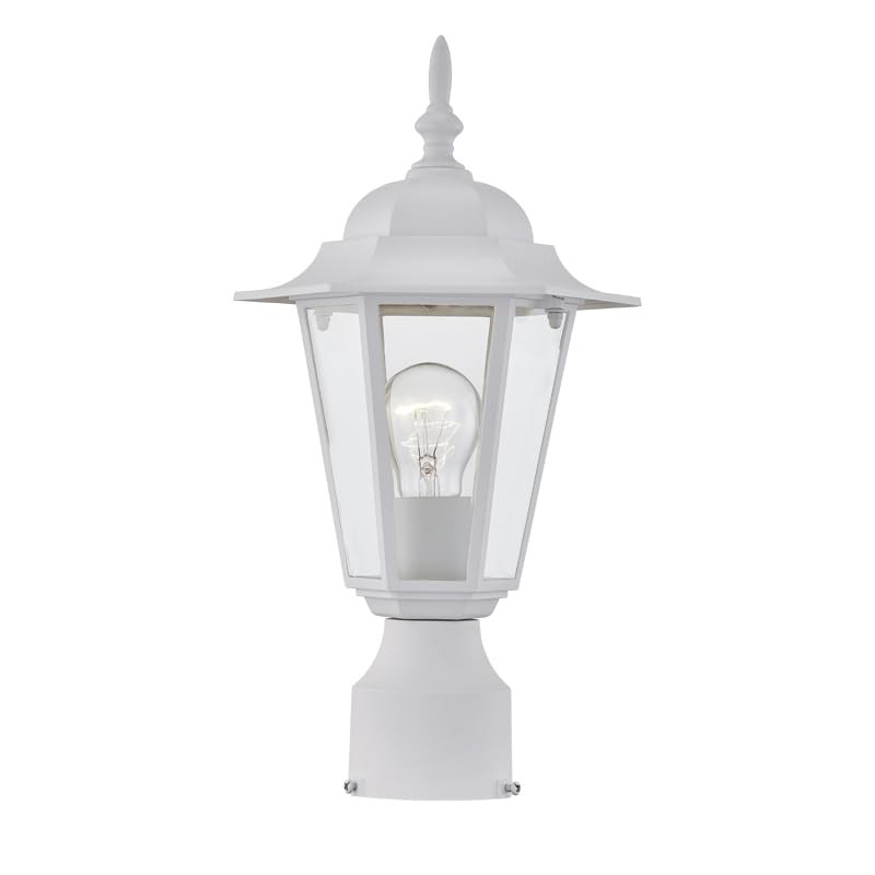 White Outdoor Post Light, Pole Lantern, E26 Base 60W Max, Aluminum Housing Plus