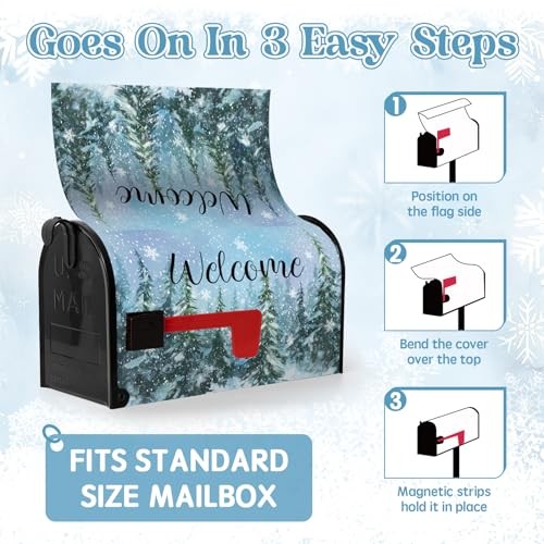 Winter Welcome Mailbox Covers Magnetic Forest Pine Tree Mailbox Cover Standard