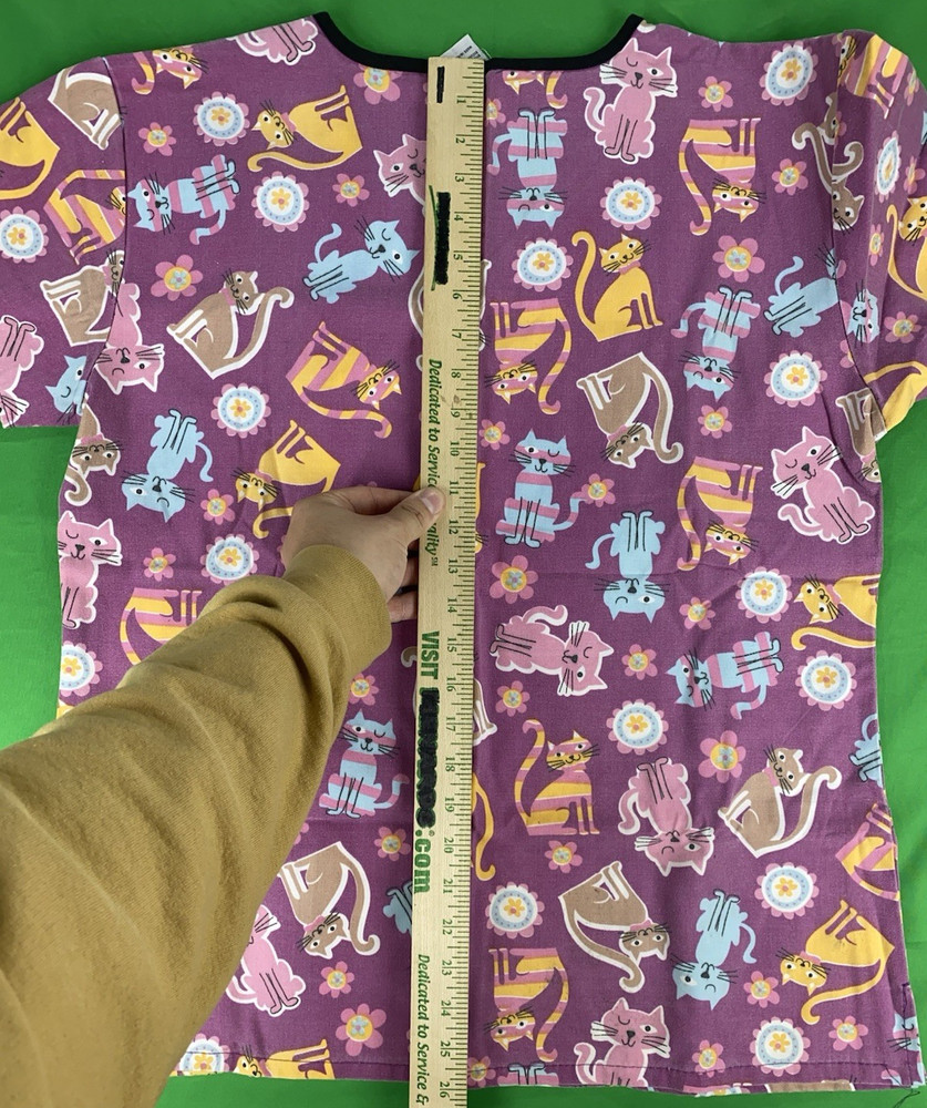 Medium Purple Cat Themed Just Love Scrub Top