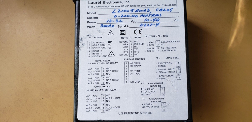 LAUREL L21005RWA3 Laurel programmable digital panel meter