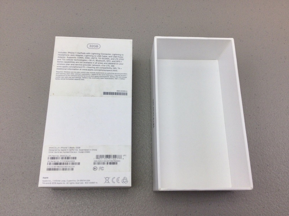 Original Apple iPhone 7- 2016 for Model Black 32 GB Empty Box Only