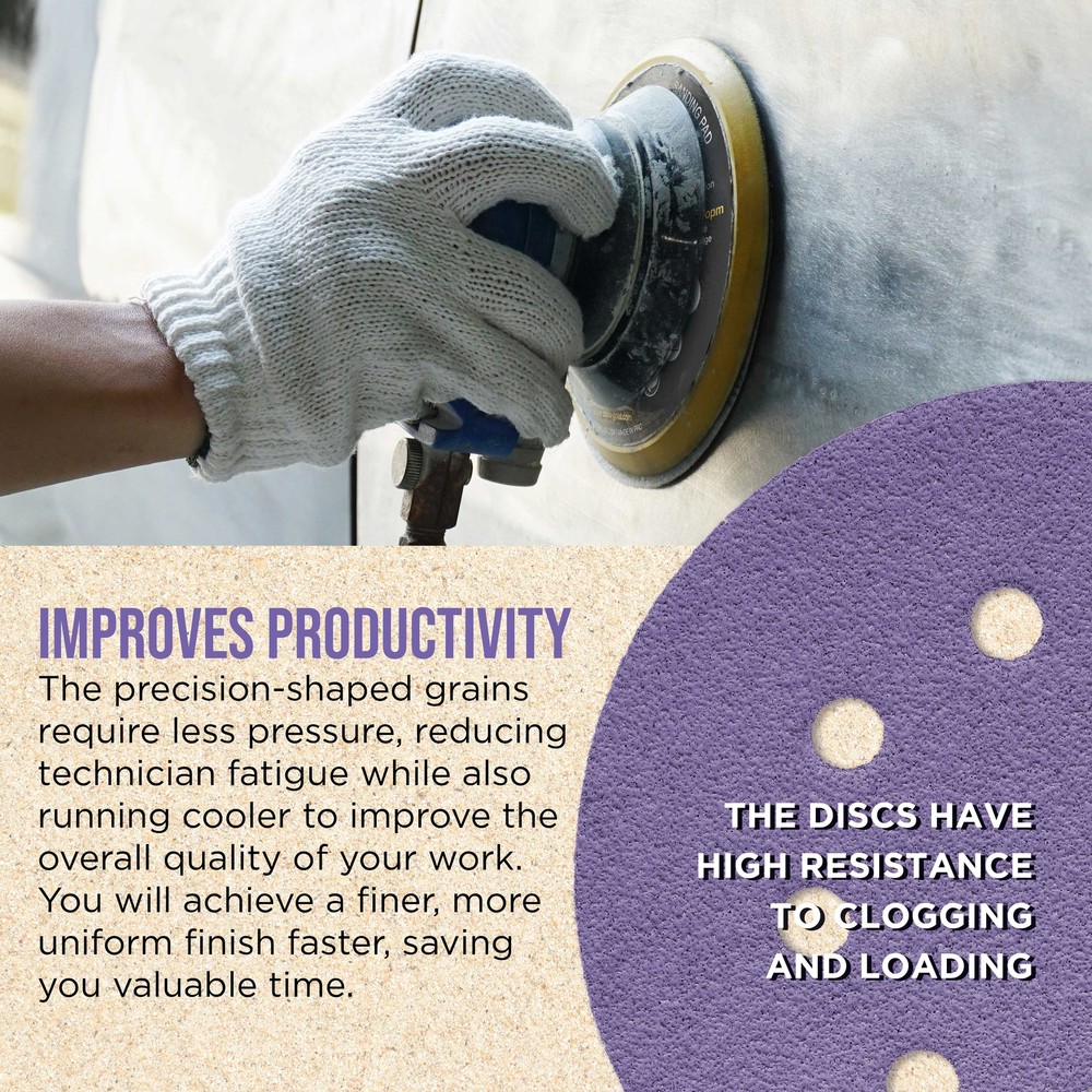 5" Ceramic Sanding Discs, 8-Hole, 50 Disc Variety Pack - Hook & Loop Sandpaper