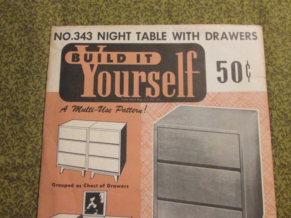 Easi-Bild Build It Yourself PATTERN COMPLETE NO. 343 night table with Drawers