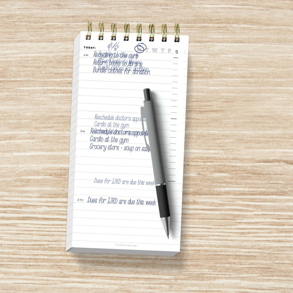 Blue Boho Stripe Undated Daily Agenda Notepad Planner