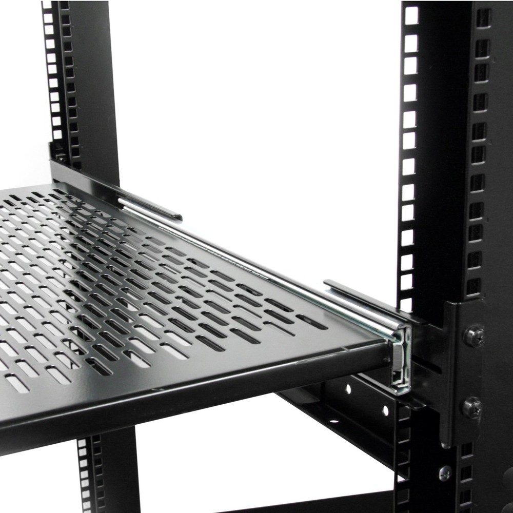 StarTech 2U Adjustable Mounting Depth Vented Sliding Rack Mount Shelf - 50lb