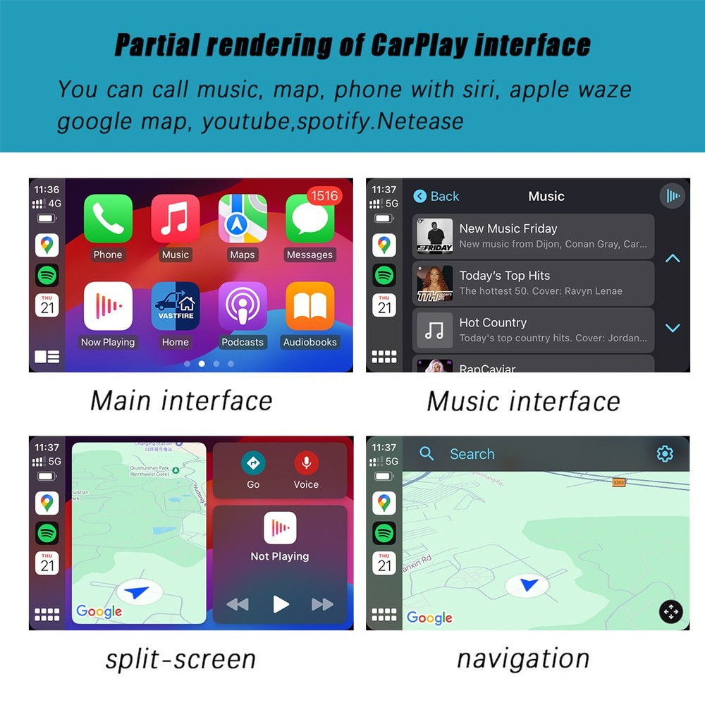 Wireless Carplay Android Auto Interface For Lamborghini Huracan LP610 2014-2018