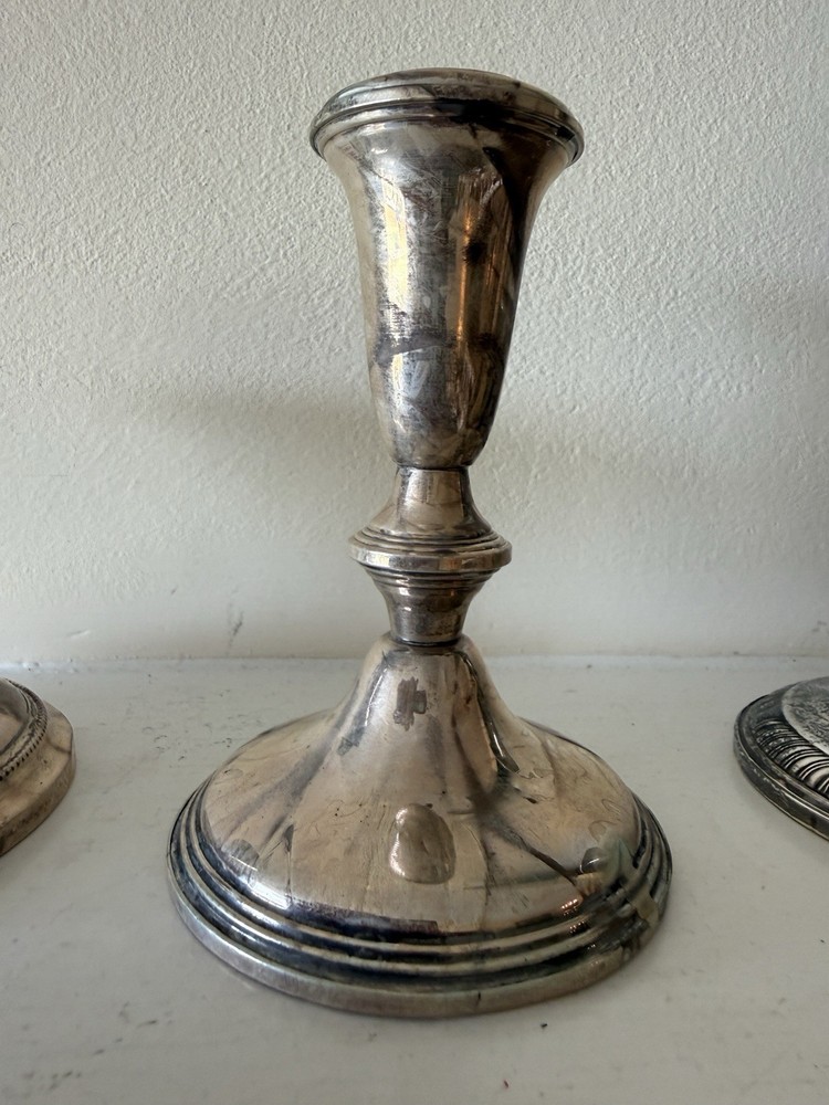 3 Vintage weighted Sterling Silver Candlesticks Empire Frank Whiting