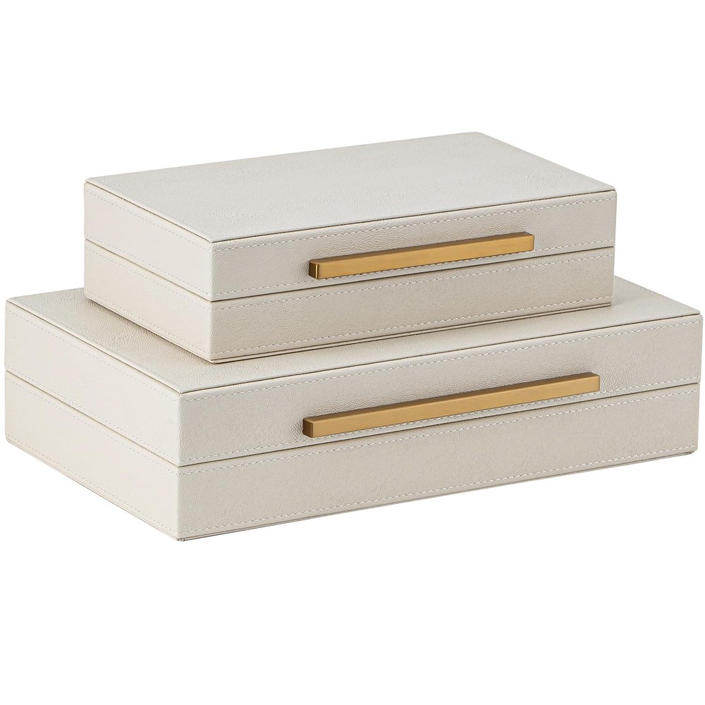 Faux Leather Large Modern Stackable Nesting Jewelry Box with Lids Organizer R