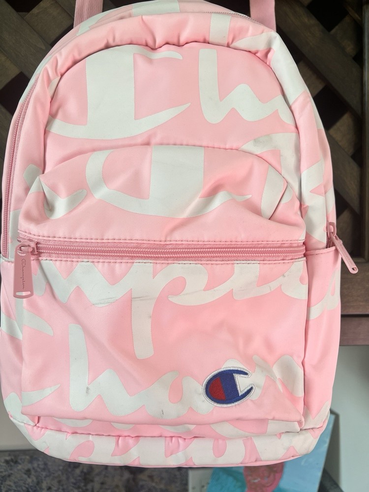 Champion Pink Backpack on the smaller side
