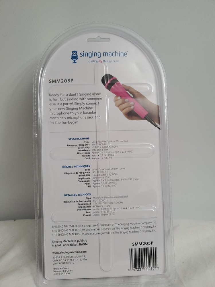 Singing Machine Unidirectional Dynamic Microphone SMM205P Pink