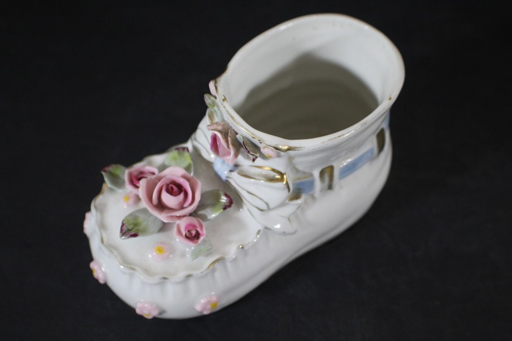Vintage Bone China Baby Shoe Planter
