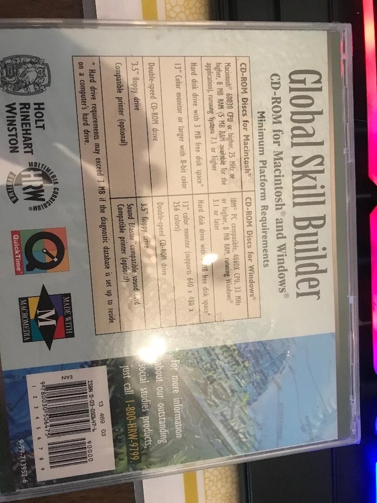 Global Skill Builder Educational Startup CD-ROM For Mac & WIndows