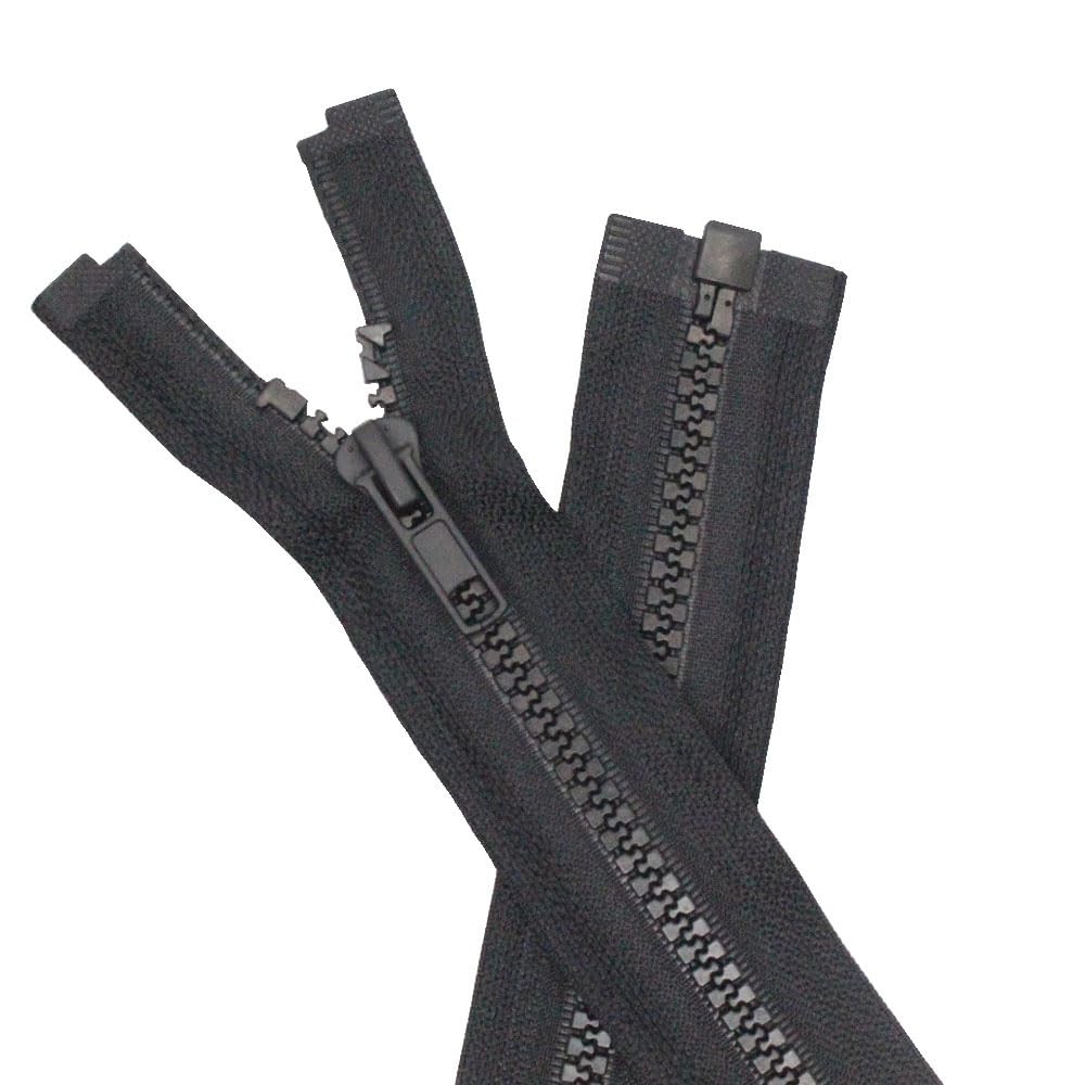 #5 36 Inch Separating Jacket Zippers 2 PCS Black Resin Molded Plastic Bulk