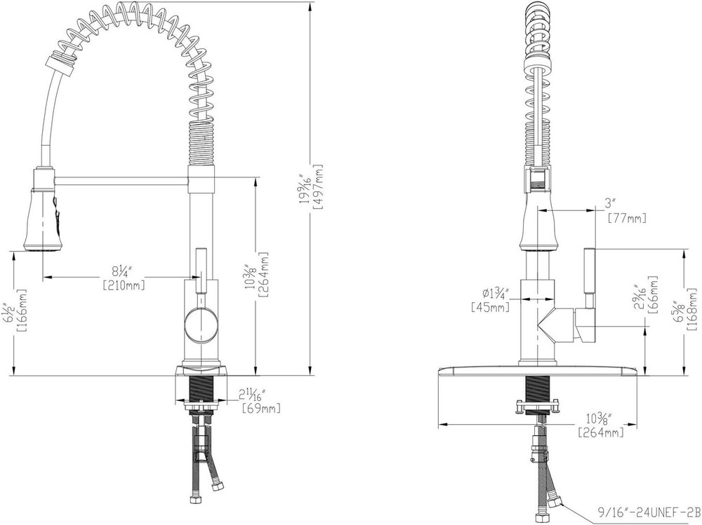 Kitchen Sink Faucet Single Handle with Pull Down Sprayer 3 Coil, Chrome
