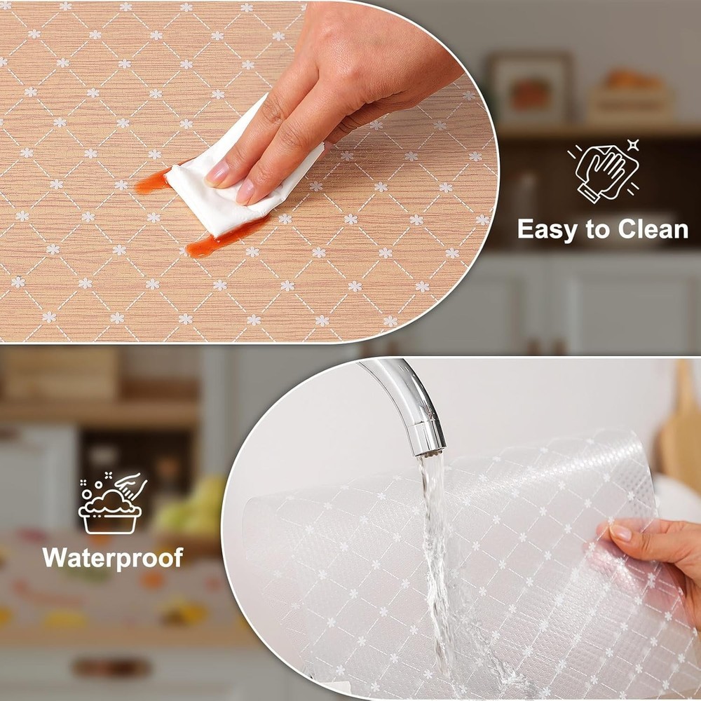 Removable Waterproof Kitchen Shelf Liner - Eco-Friendly EVA with Elegant Pattern