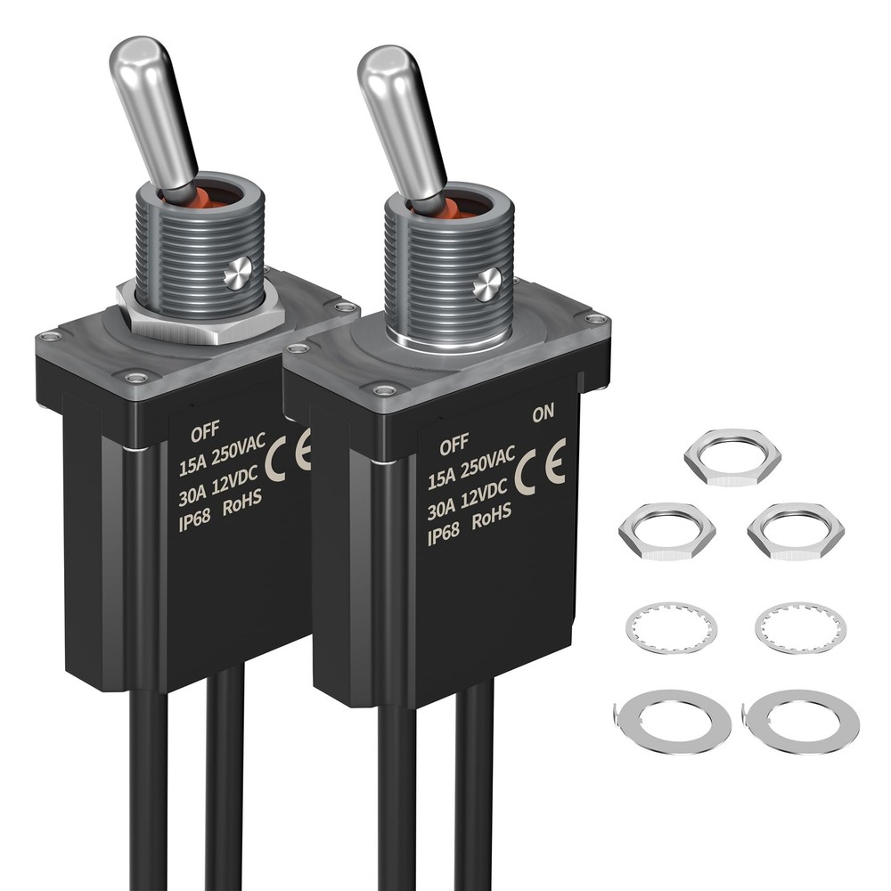 DaierTek Toggle Switch 12V  IP68 Waterproof PreWired SPST ONOff Switch, Heavy...