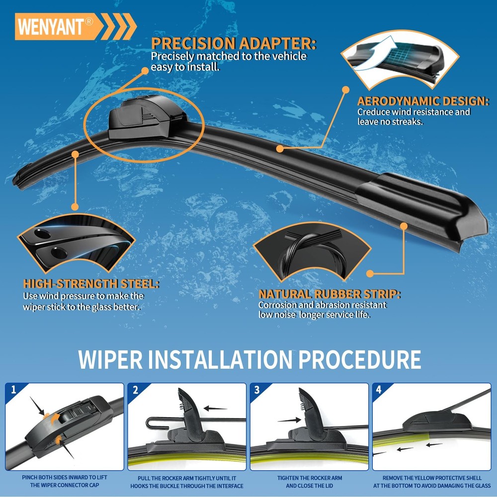 28"/28"/11" Windshield Wipers Compatible with Ford Escape 2013-2019 Front and...
