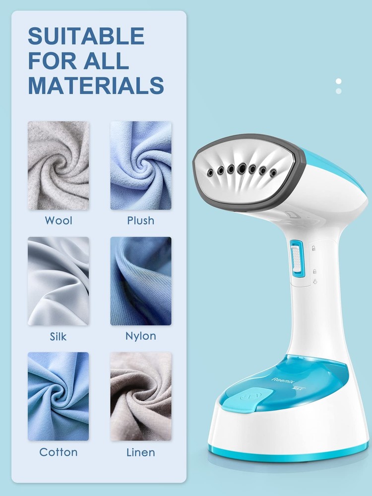 Reemix Steamer for Clothes, Folding Compact, Regular, Foldable, Crystal Blue