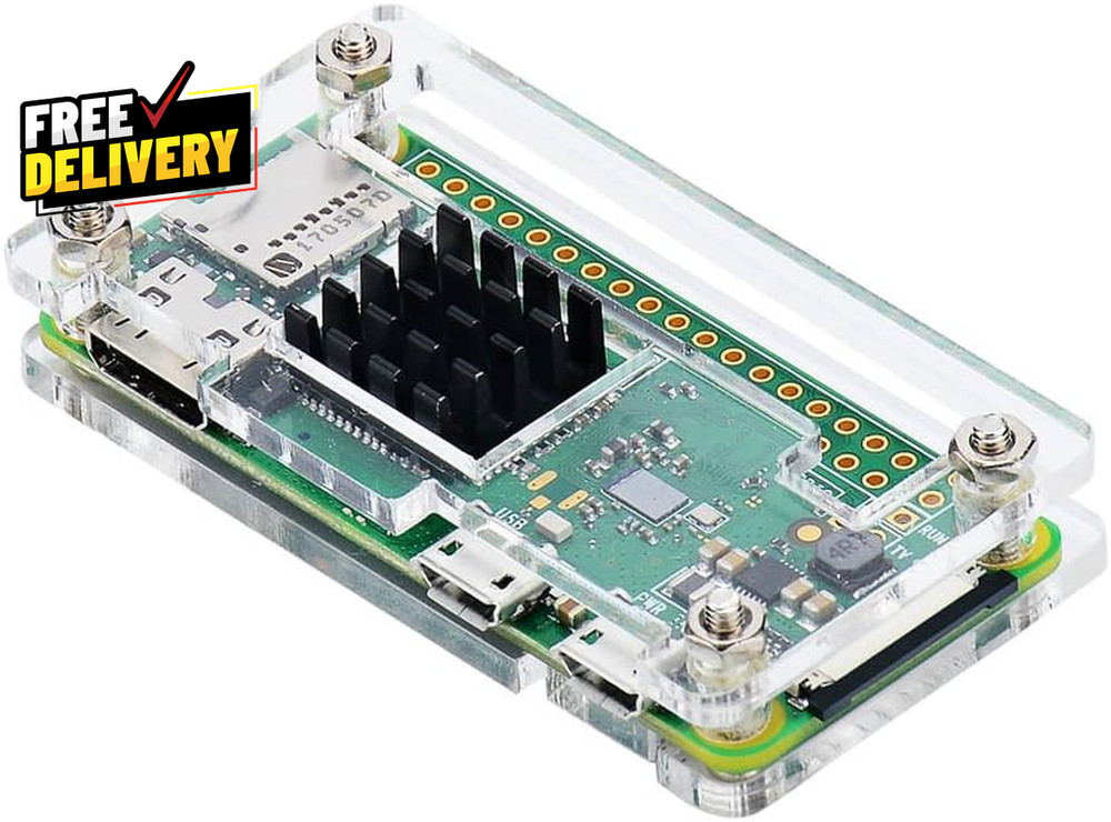 Raspberry Pi Zero Case Case for Raspberry Pi Zero 2 W with Heatsink HDMI Adapter