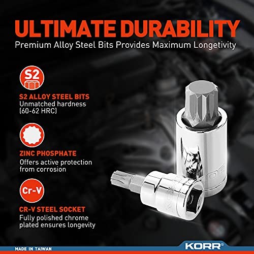 Tools KSS009 10pc XZN Triple Square Spline Bit Socket Set