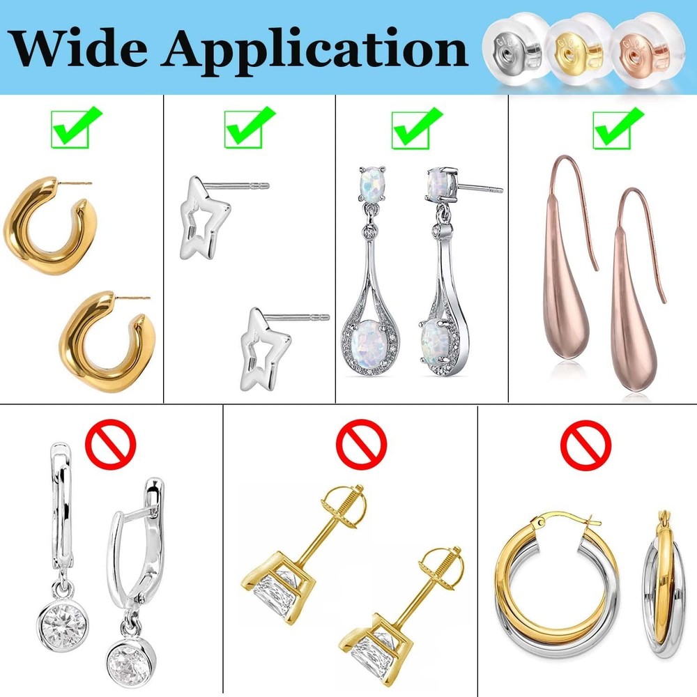 12PCS 18K Gold Earring Backs for Studs, Silicone Earring Backs Replacements f...