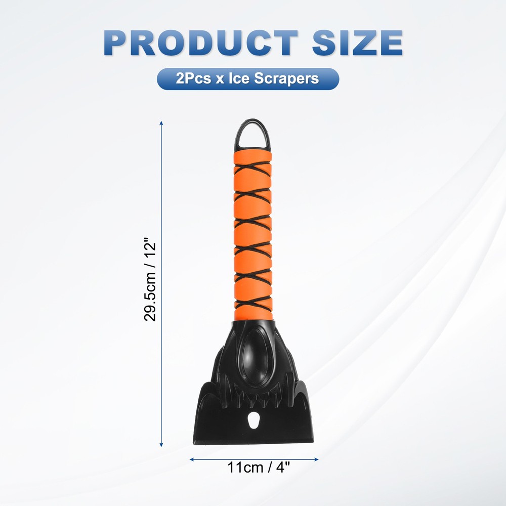 2pcs Car Ice Scraper 12"x4" Orange