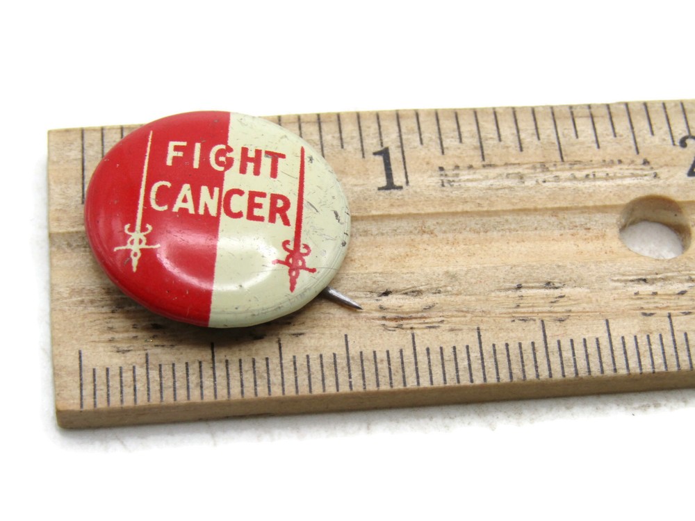 Vintage Fight Cancer Button Red & White